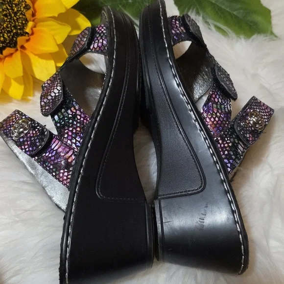 Alegria Multicolor Snake Print Sandals - Picture 9 of 12